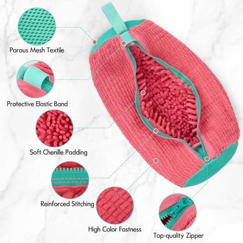COKORA Reusable Pink/Green Shoe Washing Machine Bag for Sneakers & Sports Shoes