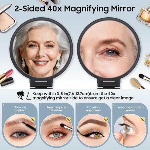 B Beauty Planet 40X Magnifying Mirror - Portable Foldable Makeup Mirror
