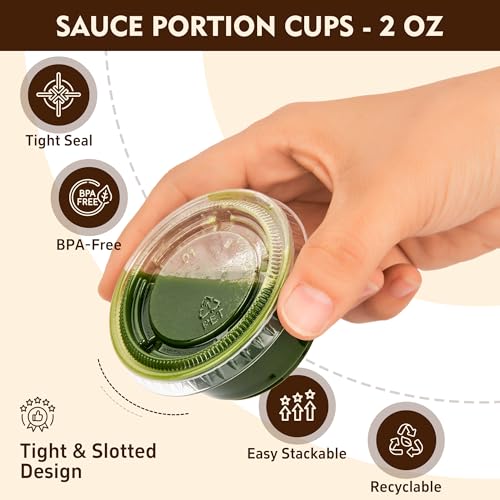YEEHAW 2 oz Jello Shot Cups with Lids - 100 Pack Disposable Portion Cups