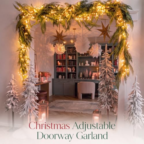 Christmas Cedar Garland Set with Lights & Adjustable Door Frame Hanger
