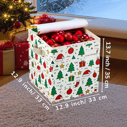 VENO Christmas Ornament Storage Box - 2 Pack, 64-Count Jingle Mix Organizer