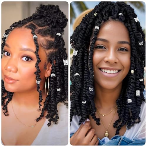 60Pcs Hair Jewelry Braid Cuffs Silver Dreadlock Charms Adjustable Rings