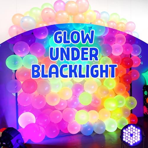 Mega-Loopolis 100 Pcs Neon Balloons 12" - UV Glow Party Supplies