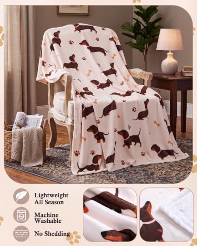 Dachshund Gift Set for Women - Dog Mom Gifts with Blanket, Tote, Socks & Mug - Variation of Dachshund