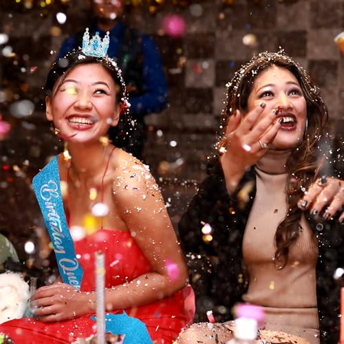 Birthday Queen Sash and Rhinestone Tiara Crown Set for Women