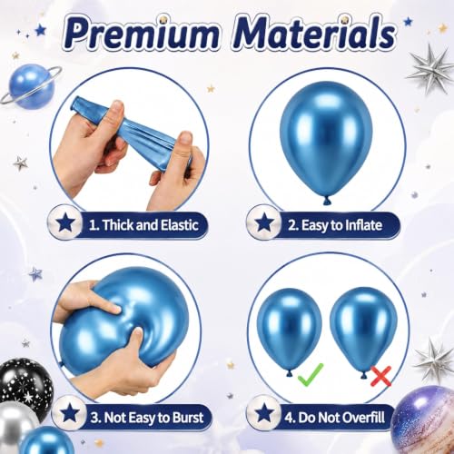 Galaxy Space Balloons Set - 35pcs Navy Blue Purple Silver Metallic Party Decorations