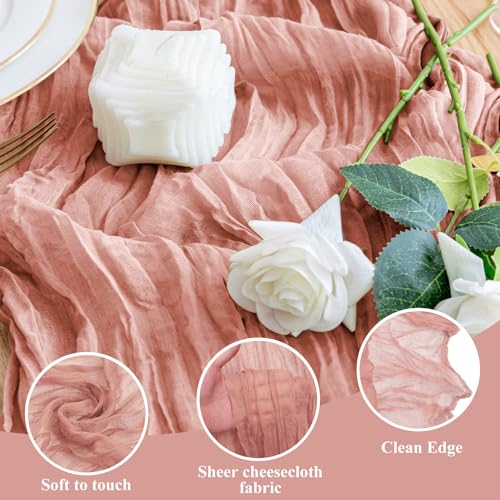 Dark Rose Cheesecloth Table Runner 10ft Pack of 2 Boho Gauze Decor