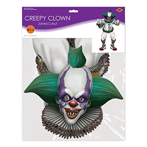 Beistle Jointed Creepy Clown Halloween Decoration - 3ft Poseable Cutout