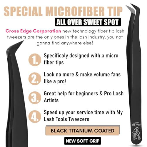 Fiber Tip Lash Tweezers for Eyelash Extensions - Stainless Steel