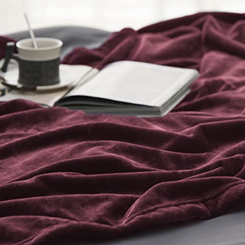 Bedsure GentleSoft Fleece Blanket Twin Size Wine Red - 300GSM Plush Cozy 60x80 inches