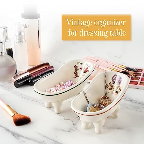 Little World Retro Ceramic Bathtub Soap Dish - 2PCS Self-Draining Holder