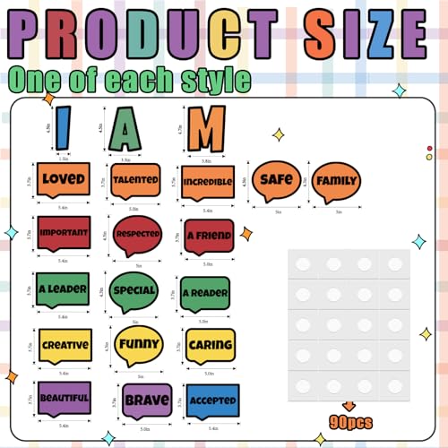 Doodle Affirmation Mirror Stickers - 20 Pcs Classroom Decor