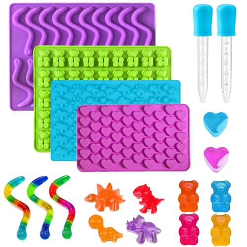 4Pcs Silicone Gummy Candy Molds with Dropper - BPA Free