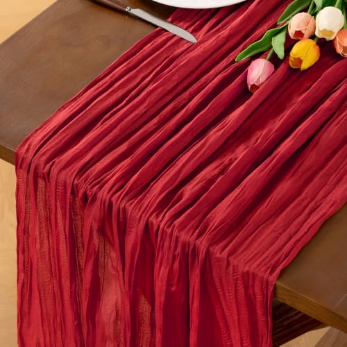 Red Cheesecloth Table Runner 6 Pack Fall Boho Christmas Rustic Decor