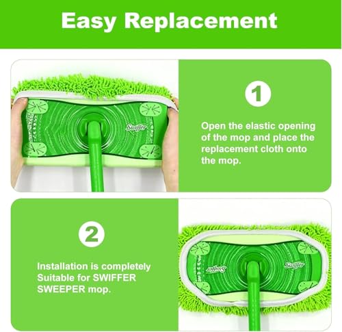 6 Reusable Microfiber Mop Pads for Swiffer Sweeper - Washable Chenille Refills