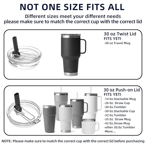 30 oz Tumbler Straw Lid - Stronghold Lid for the YETI Rambler Travel Mugs Only, Replacement Cap BPA Free (30oz Twist Lid)