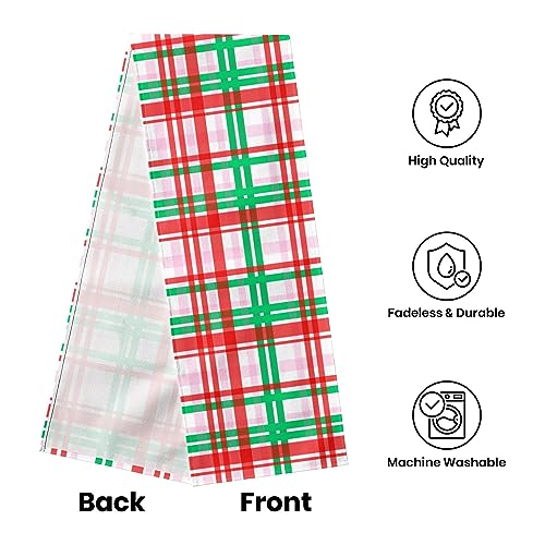 FJPT Christmas Table Runner Red Green Buffalo Check Plaid 13 x 72 Inch Holiday Decor