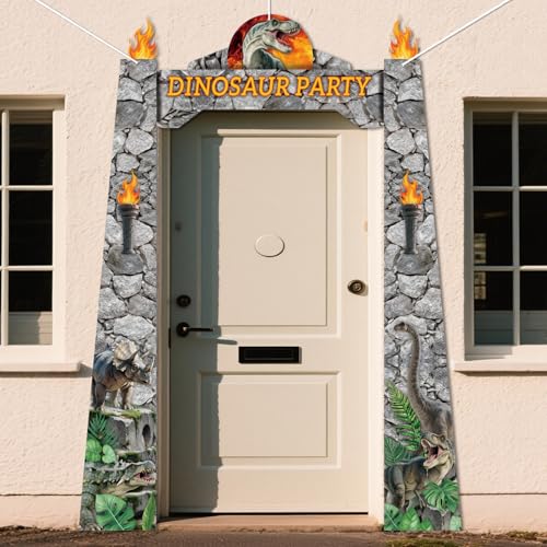 Dinosaur Party Decorations Set - 3PC Porch Banner & Backdrop