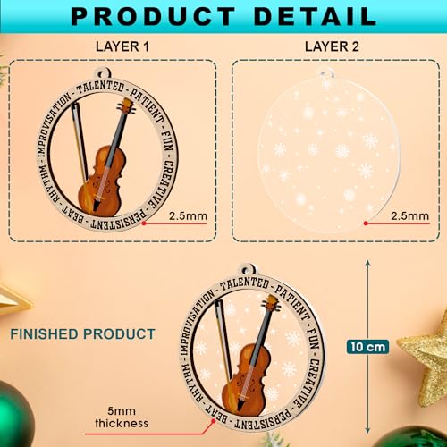 Violin Ornament for Christmas Tree - Wooden & Acrylic Decoration
