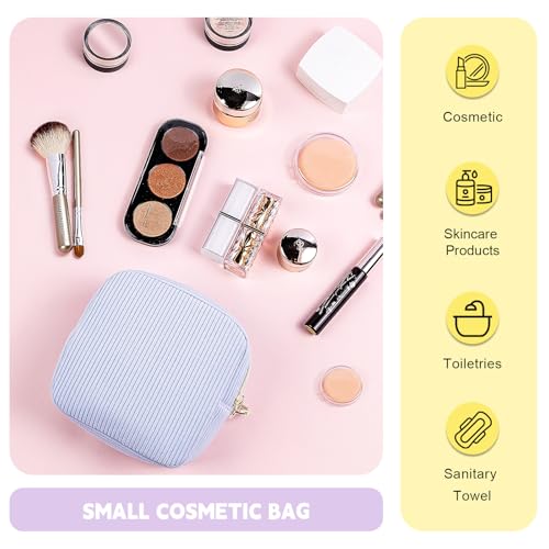 Corduroy Small Makeup Bag for Purse Portable Mini Travel Cosmetics Pouch