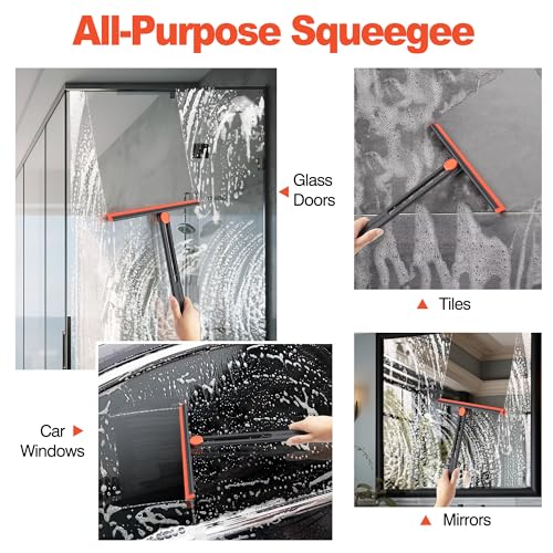 DALIPER Shower Squeegee Set - 2 Pack 360° Rotating Glass Wipers, 11-Inch