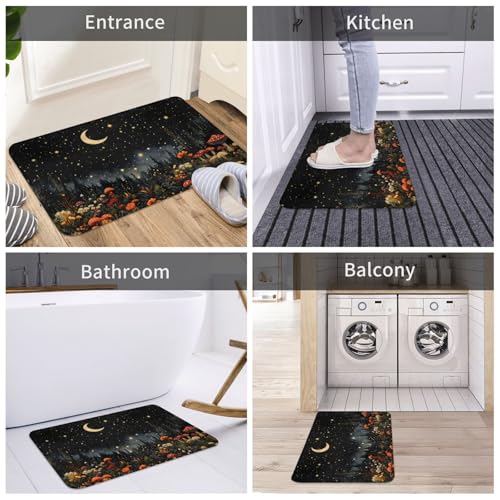 Mushroom Forest Bath Mat 16x24in, Non-Slip Absorbent Rug - Pattern 6