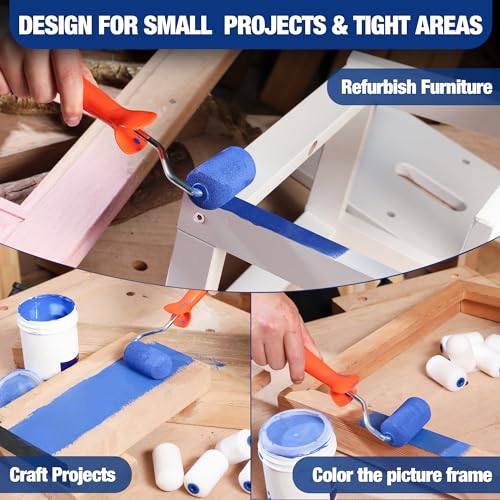 WORKPRO 2.5 Inch Mini Foam Paint Rollers 12-Pack for Small Projects & Touch-Ups