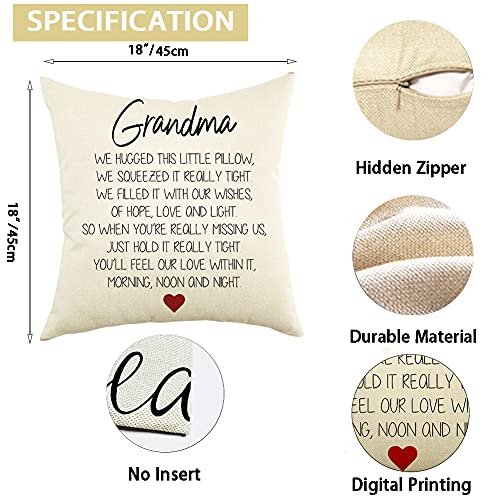 Farmhouse Decorative Pillow Cover for Grandma - 18x18 Inch