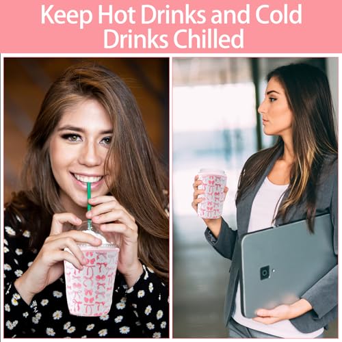 Reusable Iced Coffee Cup Sleeves - 3 Pack for 16-32 oz Drinks