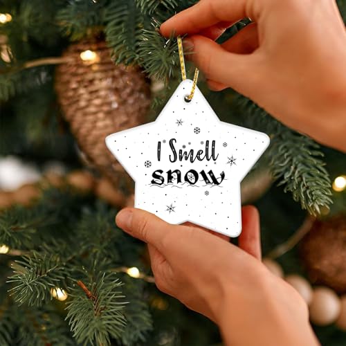 I Smell Snow Ceramic Christmas Ornament - Star Shape Gift