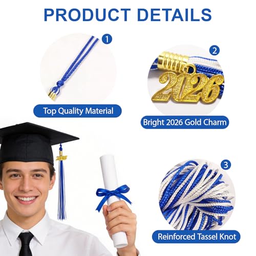 2026 Graduation Tassel with Gold Charm – Rayon Fabric for Cap