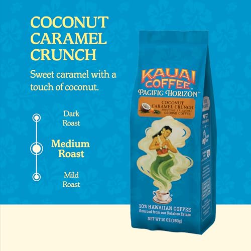 Kauai Coffee Coconut Caramel Crunch - Medium Roast Ground Coffee, 10 oz