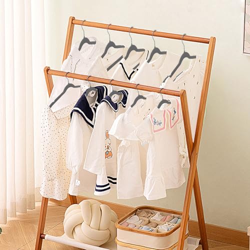 Non-Slip Velvet Baby Hangers - 16 Pack Gray, Space Saving Swivel Hook