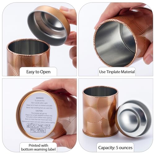 5oz Candle Tins - 12 Pack Empty Containers with Lids & Wicks