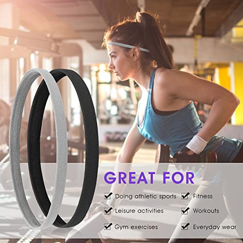 Sibba 4-Piece Athletic Sports Headbands Non-Slip Elastic Thin Hair Bands for Men and Women