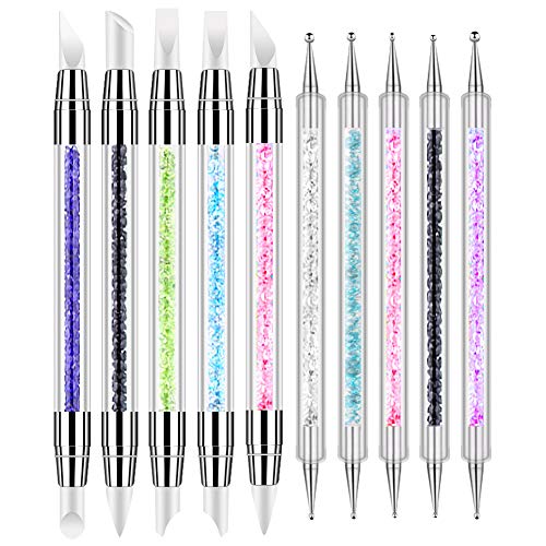 Bysiter 10-Piece Dual-Ended Nail Art Silicone Brush and Dotting Tool Set