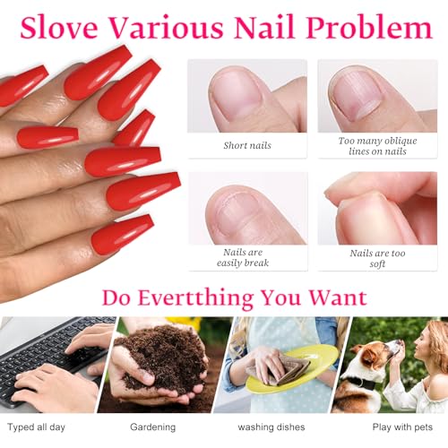 Lifextol Long Red Coffin Press On Nails Kit with Glue and Adhesive Tabs