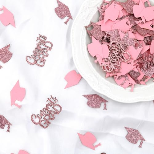 200PC Rose Gold Graduation Confetti - Class of 2026 Table Decorations