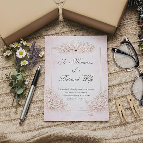 Memorial Sympathy Card for Beloved Wife with Verse - A5 Size