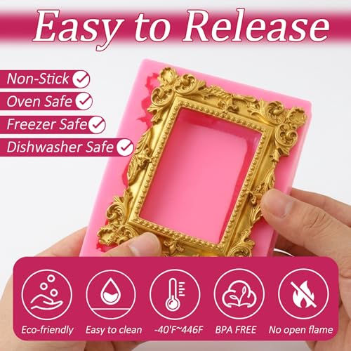 5-Piece Mini Photo Frame Silicone Mold Set for Cake Decorating