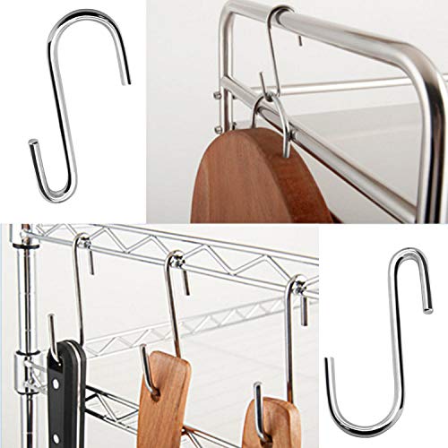 LU2000 Heavy Duty Stainless Steel S-Hooks - 2.4 Inch Pot Rack Hangers (10 Pack)