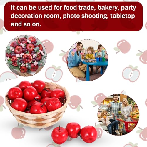20 PCS Mini Artificial Red Apples - 1.8 Inch Lifelike Foam Fruit Decor