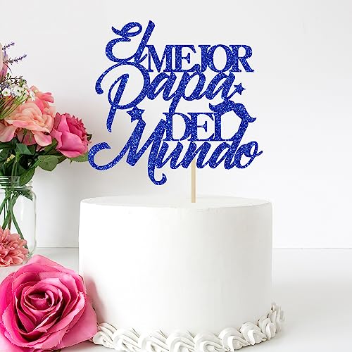 Blue Glitter Cake Topper for Father's Day - Happy Dad Birthday Decoration