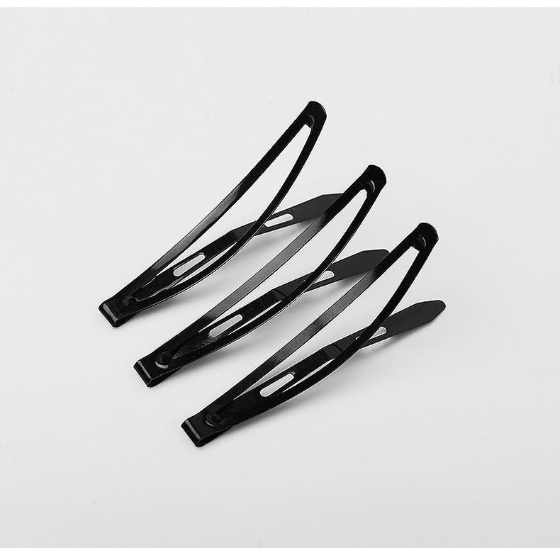 Seadiquiet 24Pcs Large Metal Snap Hair Clips - 2.16 Inch Black No-Slip Hair Barrettes for Styling and Makeup