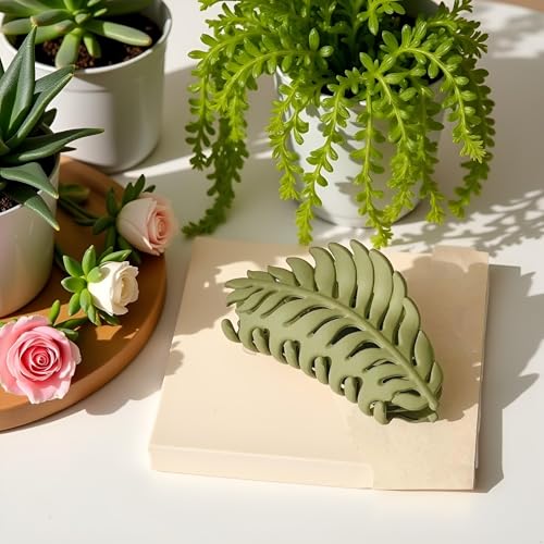 Green Leaf Hair Claw Clip 3.5 Inch Non-Slip Hair Jaw Clamp