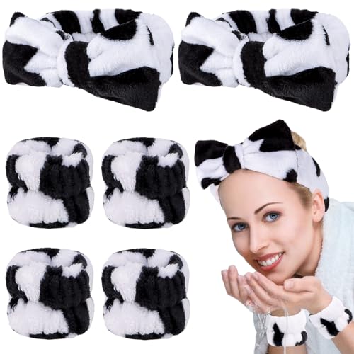 Casoty 6-Piece Spa Headband and Wristband Set for Face Washing
