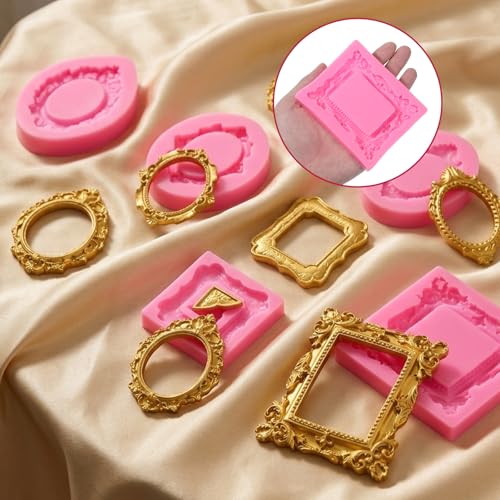5-Piece Mini Photo Frame Silicone Mold Set for Cake Decorating