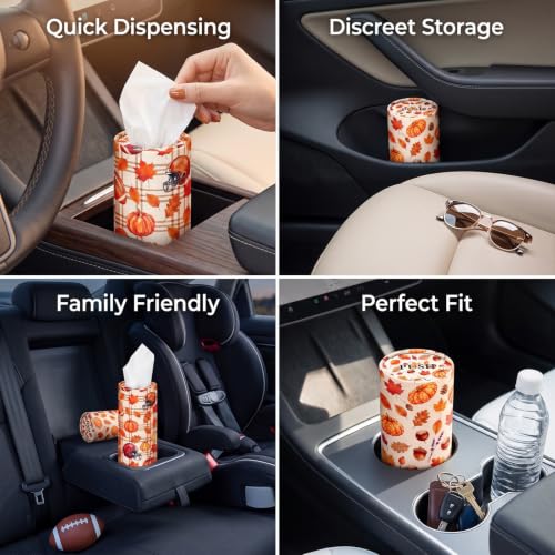 Autumn Car Tissue Holders - 8 Pack Pumpkin & Leaves Design