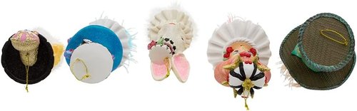 Kurt Adler 6.25-Inch Resin Hollywood Hats Ornament Set - 5 Unique Decorative Pieces