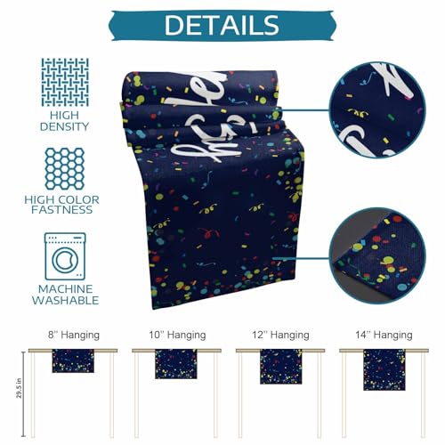 Navy Blue Happy Birthday Table Runner 13 x 36 Inches Polka Dot Celebration Decor
